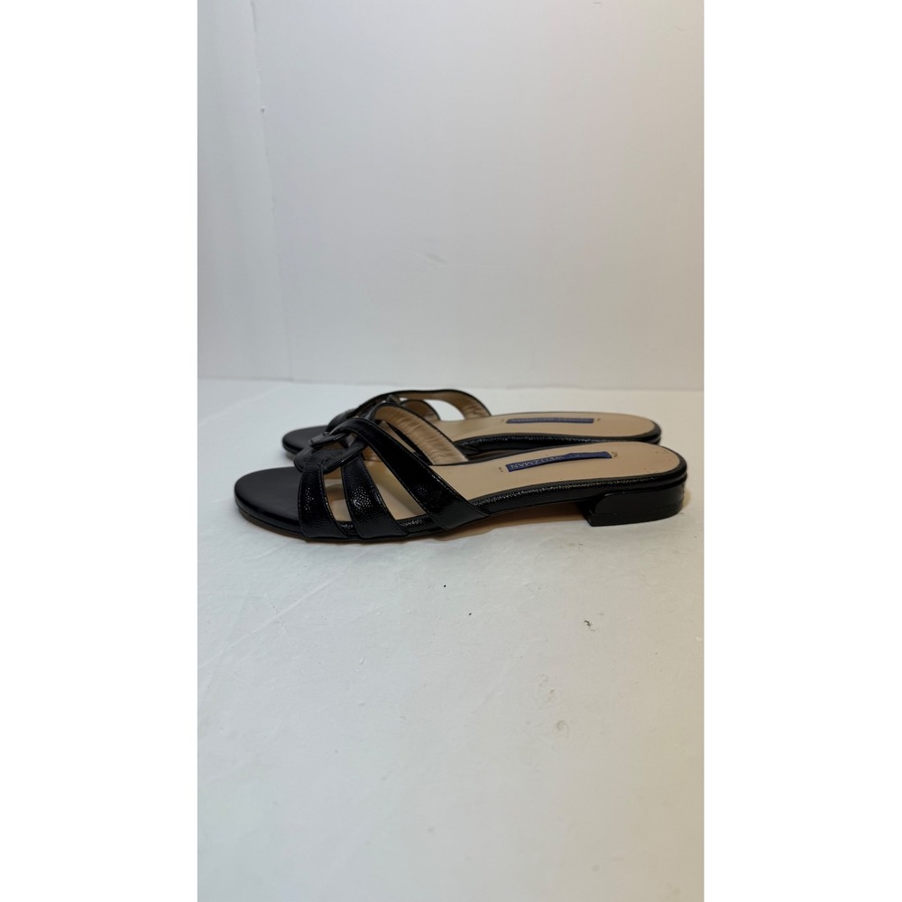 Stuart Weitzman Black Textured Leather Strappy Slide Sandals Made in Spain sz 6 - Picture 3 of 8